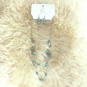 Charming Charlie layered bead necklace &earrings